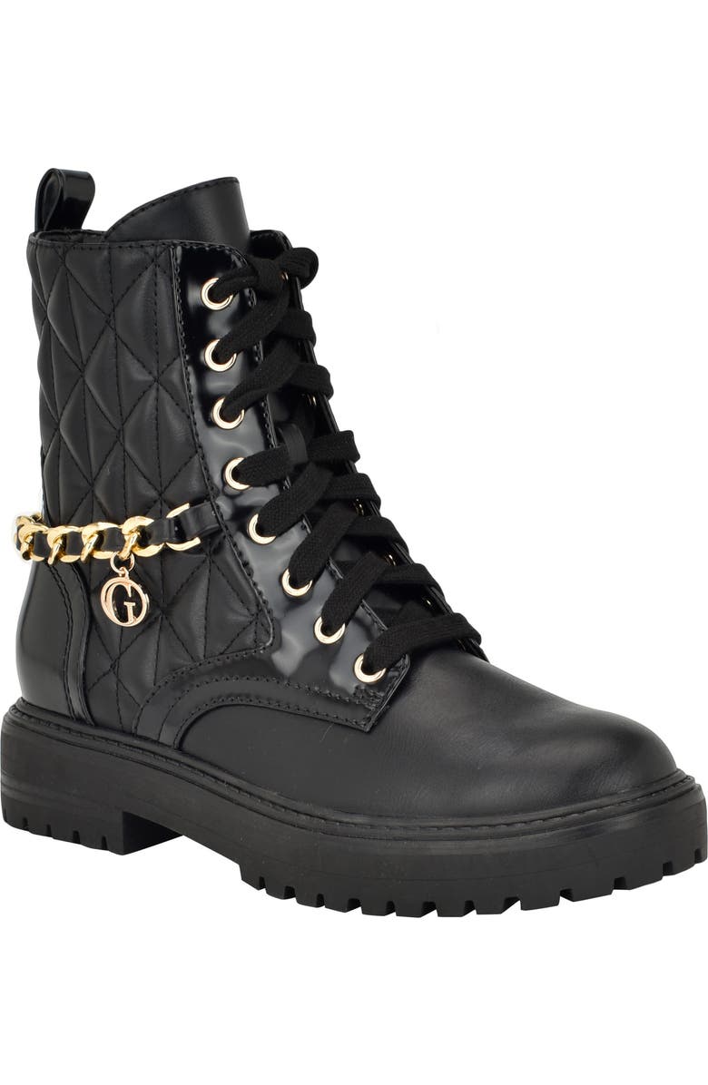 GUESS Jellard Quilted Combat Boot, Main, color,