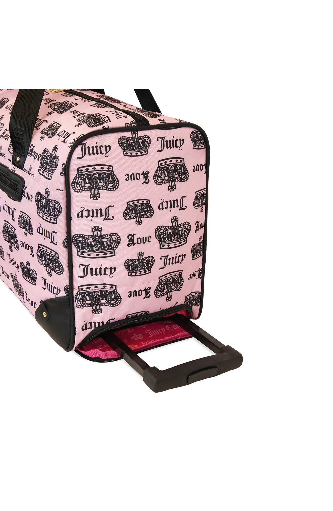 Jada Rolling Duffle Bag, Alternate, color, PINK DIAMOND/ CROWN