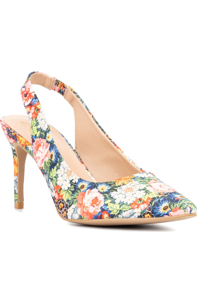 NEW YORK AND COMPANY Steph Snake Embossed Pointed Toe Slingback Pump, Main, color, Floral