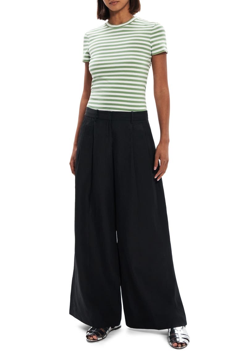 Low Rise Wide Leg Linen Pants, Alternate, color, BLACK