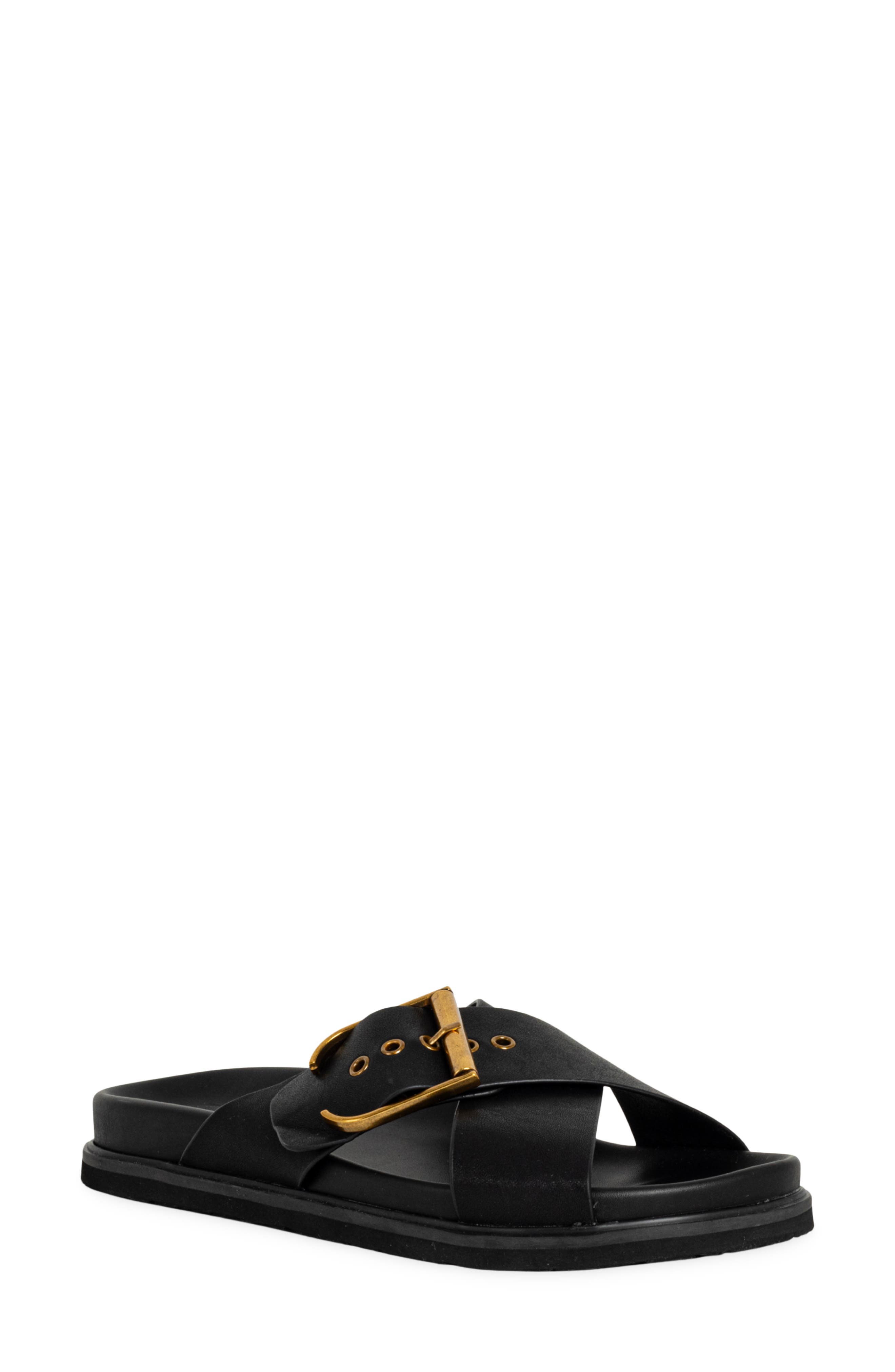SHUSHOP Barb Slide Sandal, Main, color, Black