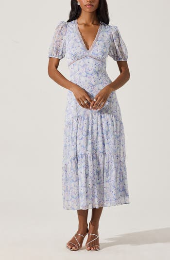 Lace Trim Tiered Dress
