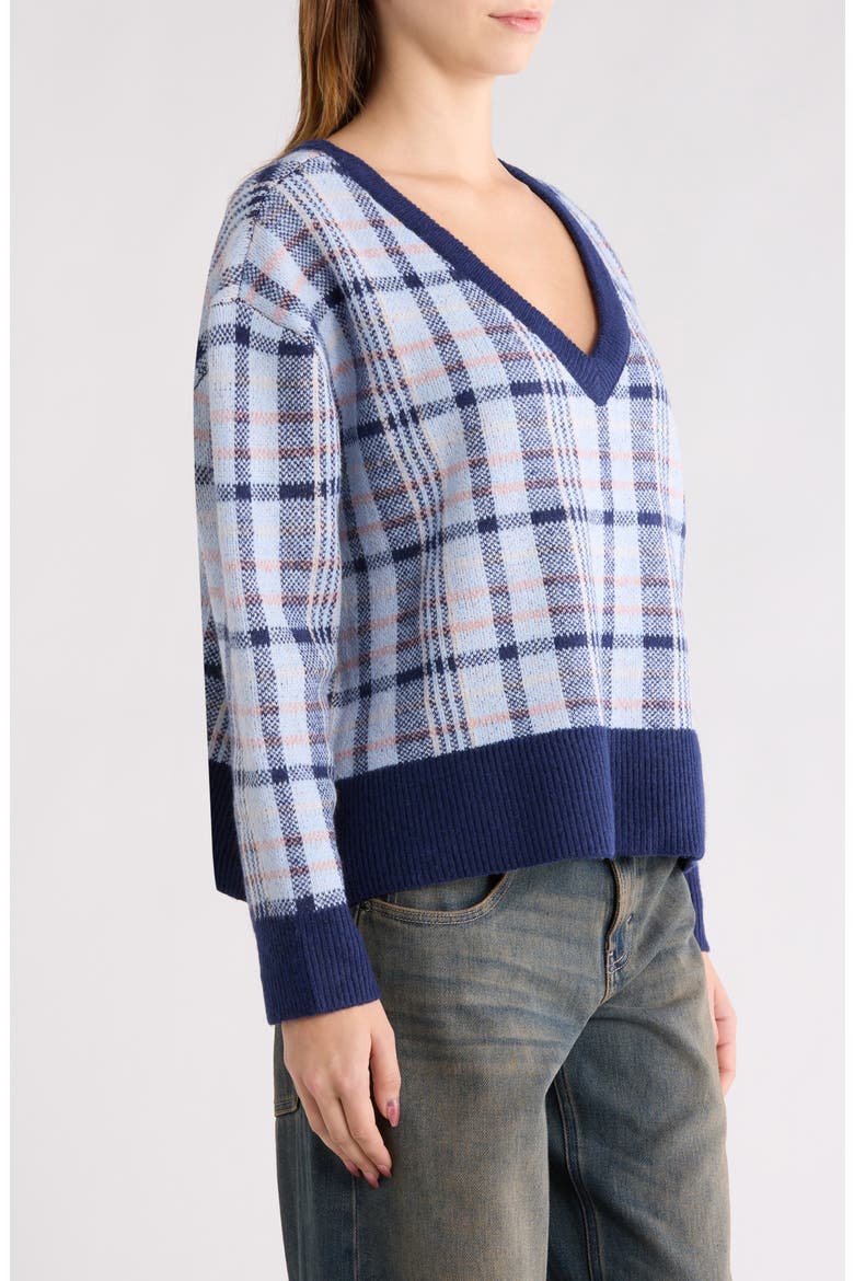 Eliza Plaid Sweater, Alternate, color, BLUE PLAID