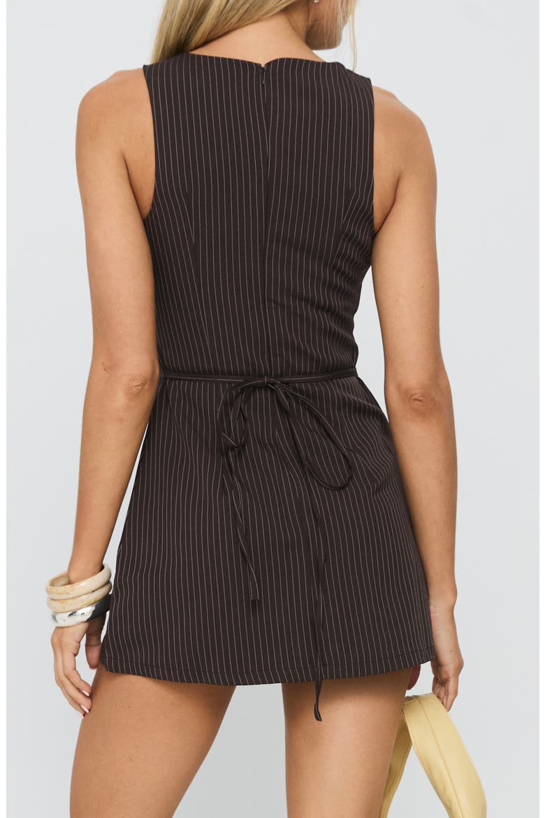 Yumiko Pinstripe Sleeveless Romper, Alternate, color, BROWN PINSTRIPE