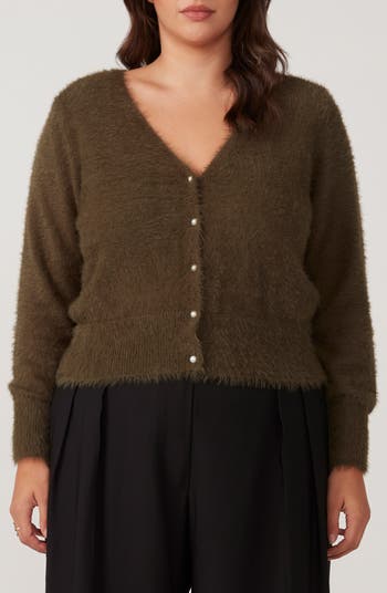 売れ筋商品|||エステール カットソー トップス レディース Camille Pearl Green V-Neck Button-up cardi Olive Camille Pearl Cardi by Stella Online | THE ICONIC | Australia