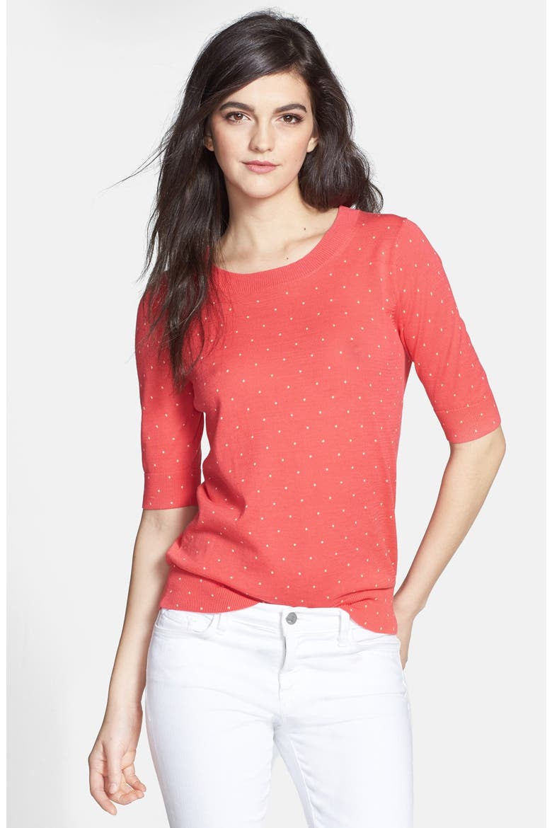 Hinge® Polka Dot Half Sleeve Sweater, Main, color, PINK PARADISE/ WHITE DOT