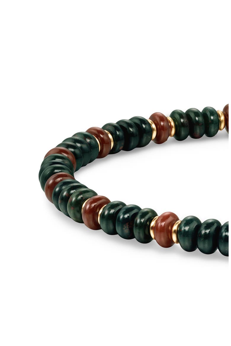 Men's Spiritual Beads Bracelet in 18K Yellow Gold with Bloodstone and Red Jasper, Alternate, color, 18K GOLD