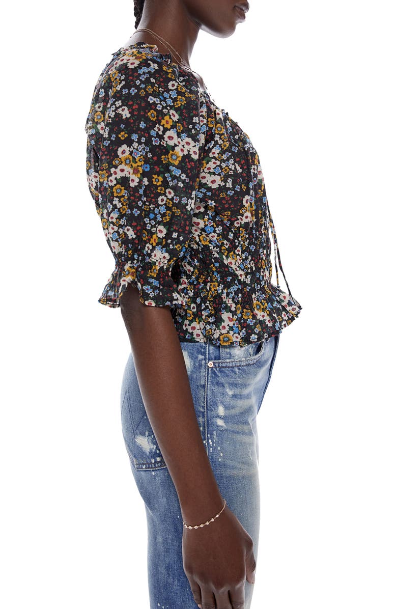 MOTHER The Dollface Floral Smocked Waist Cotton Top, Alternate, color,