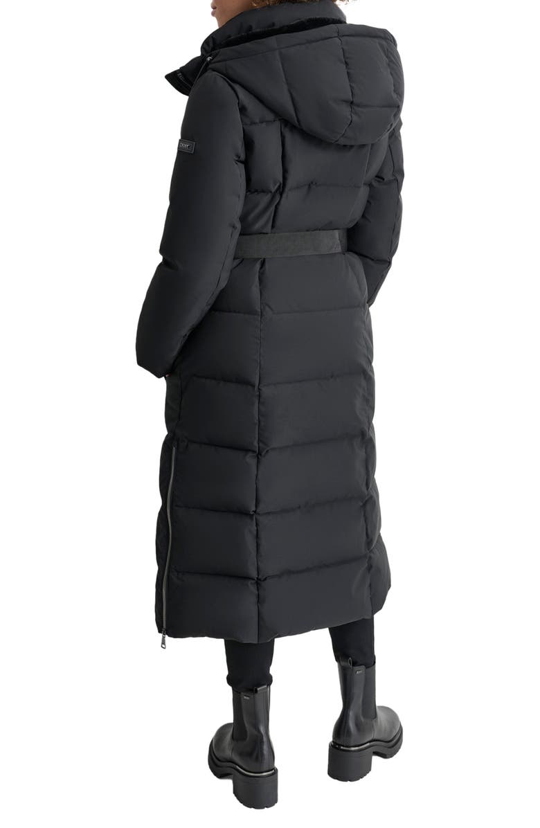 DKNY Belted Hooded Maxi Puffer Jacket, Alternate, color,