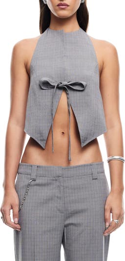 Butterfly Tie Plaid Halter Top
