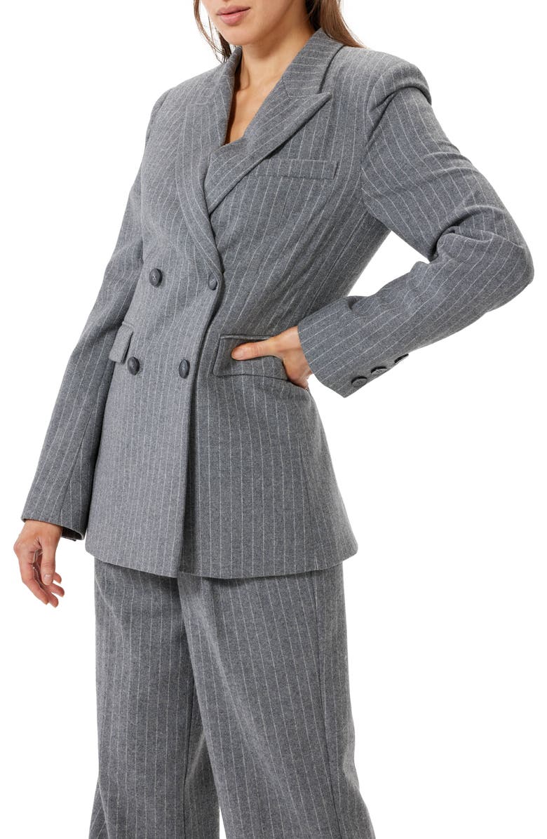 Sophie Rue Roen Pinstripe Double Breasted Wool Blend Blazer, Alternate, color, 