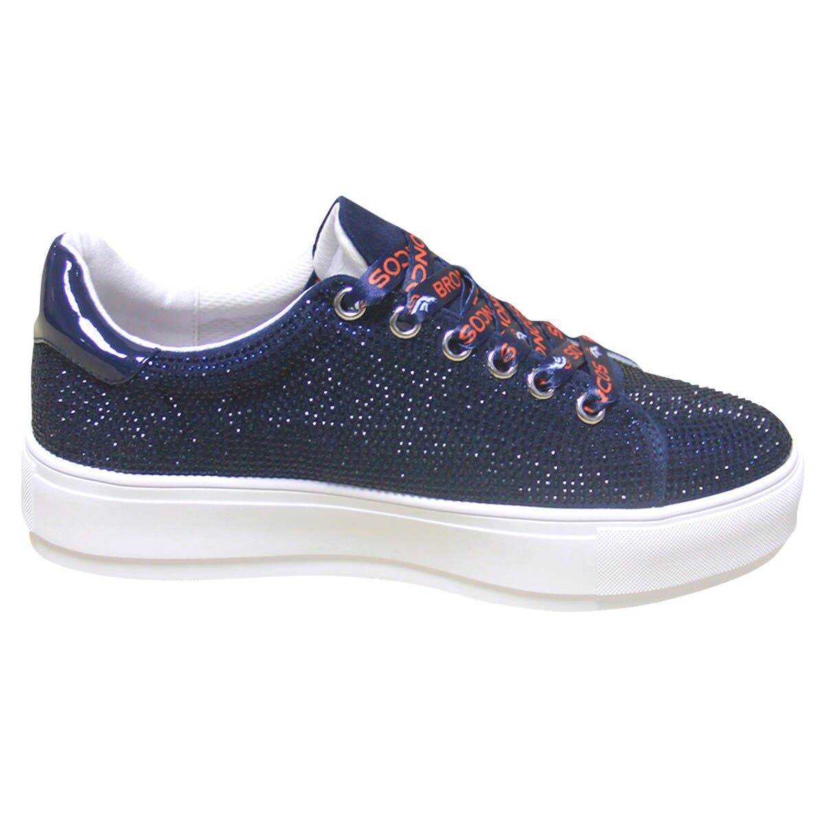 CUCE Women's Cuce Navy Denver Broncos Team Color Crystal Sneakers, Alternate, color, 