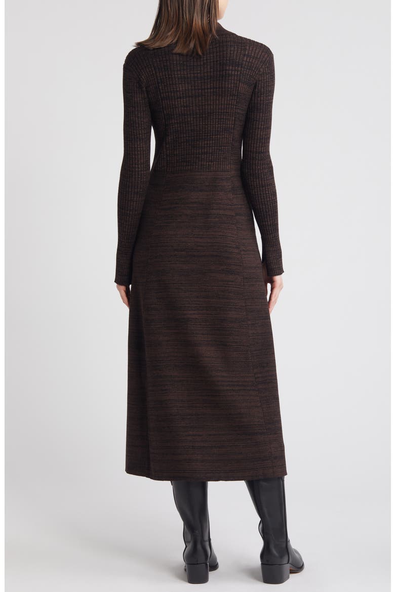 Marled Long Sleeve Sweater Dress, Alternate, color, BLACK- BROWN MARL