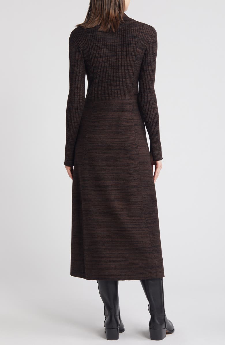 Treasure & Bond Marled Long Sleeve Sweater Dress, Alternate, color, Black- Brown Marl