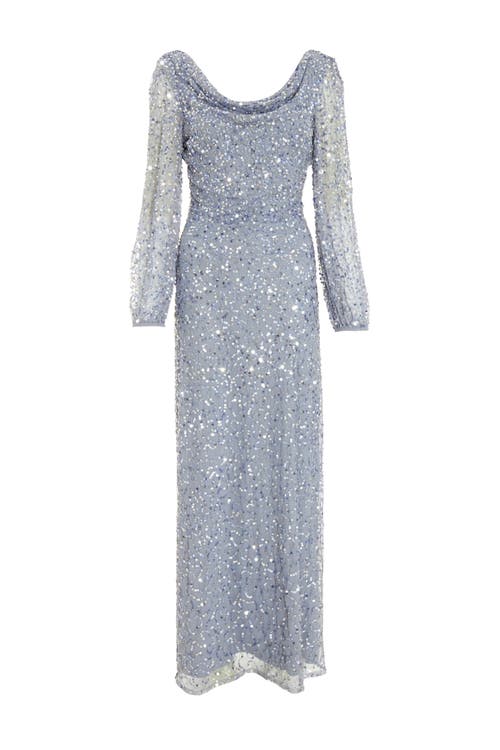 Quiz Sequin Cowl Front Maxi Dress In Grey