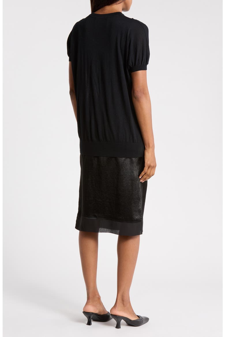 Mixed Media Studded Knit Dress, Alternate, color, BLACK