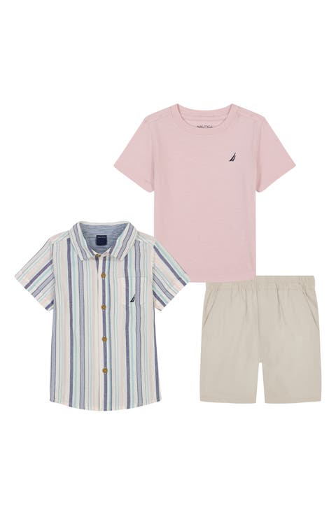 Kids' Button-Up Shirt, T-Shirt & Shorts Set (Toddler & Little Kid)