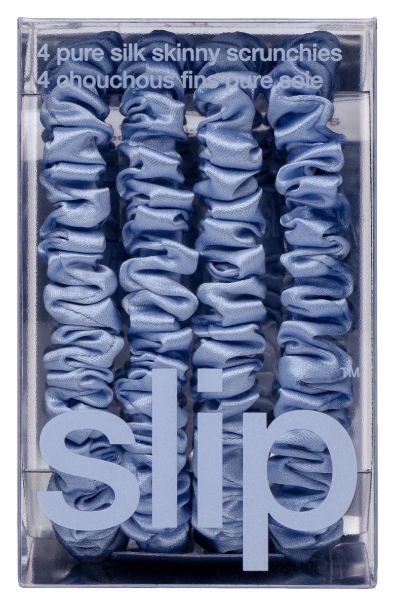 slip Cornflower 4-Pack Pure Silk Skinny Scrunchies, Alternate, color, 