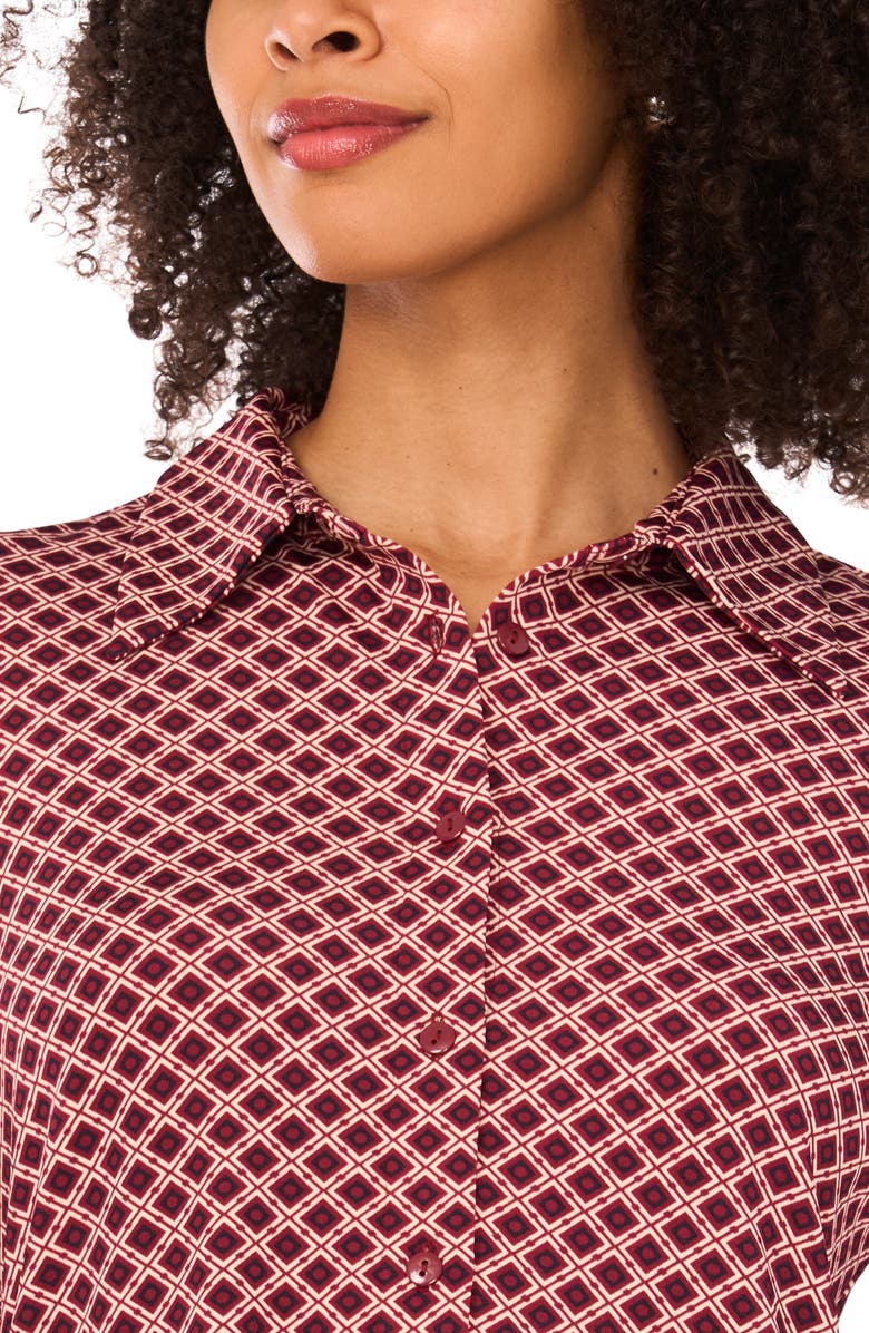 Halogen<sup>®</sup> Print Button-Up Shirt, Alternate, color, Cordovan