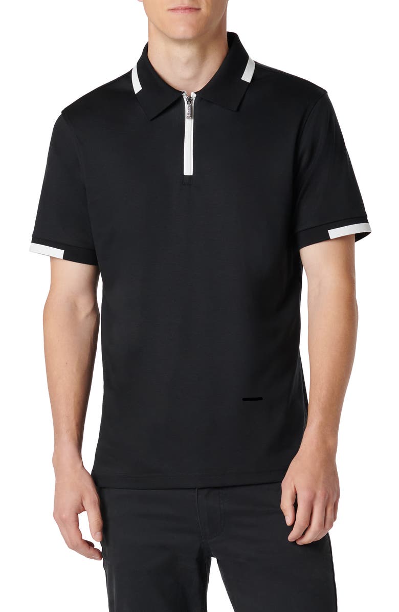 Bugatchi Tipped Quarter Zip Polo, Main, color,