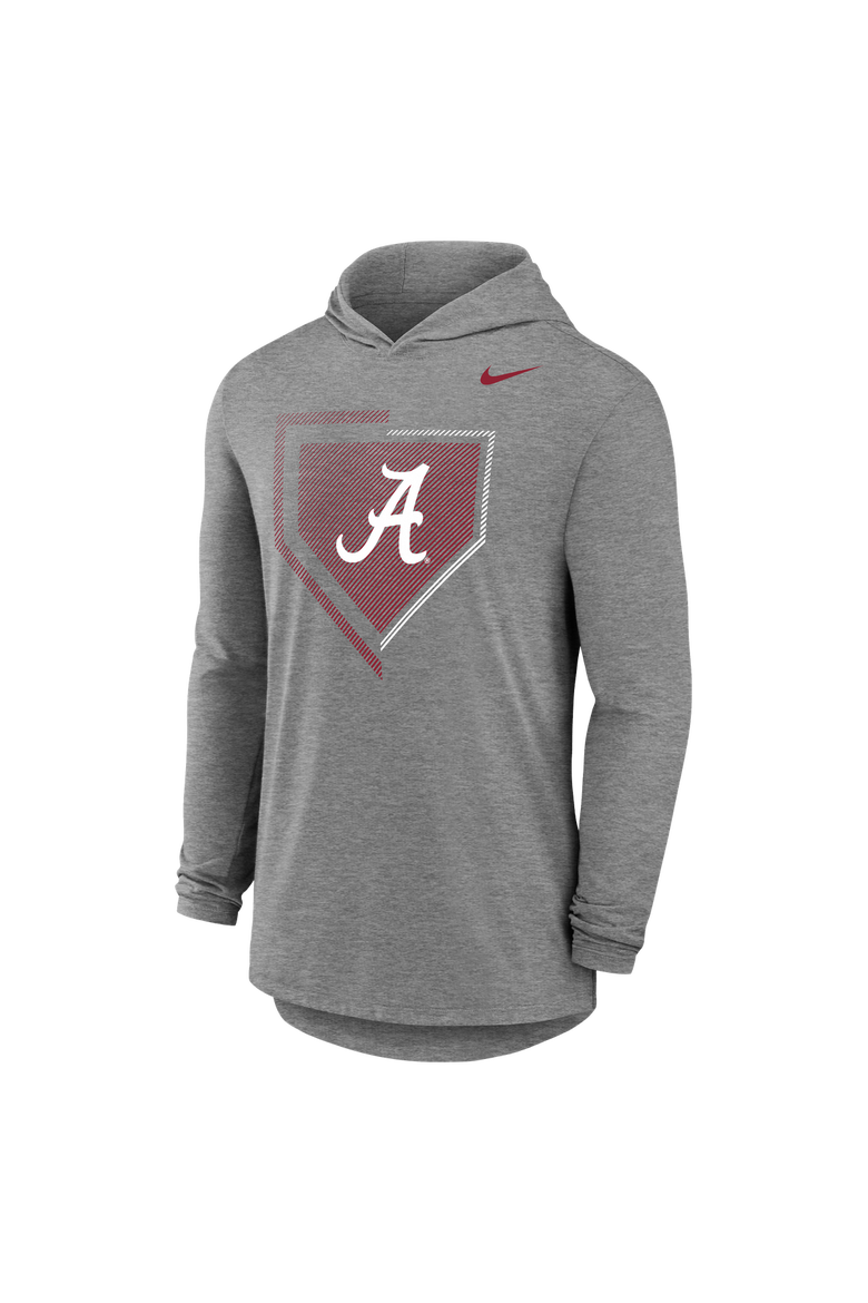 Men's Nike Gray Alabama Crimson Tide 2026 NCAA Baseball Men's College World Series Dugout Long Sleeve Hooded T-Shirt, Main, color, Gray