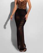 TA3 Ruched Sheer Cover-Up Maxi Skirt