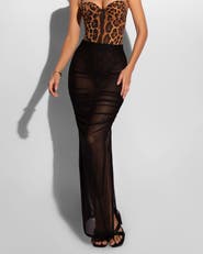 TA3 Ruched Sheer Cover-Up Maxi Skirt