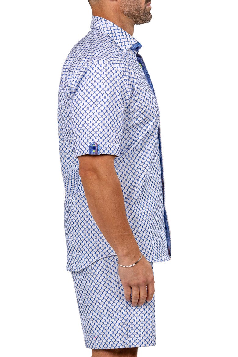 Galileo Marthy Short Sleeve Button-Up Shirt, Alternate, color, WHITE/BLUE