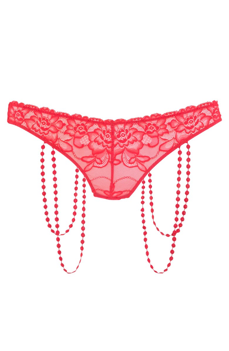 LASCANA Women's Strappy Lace Thong, Main, color, Red