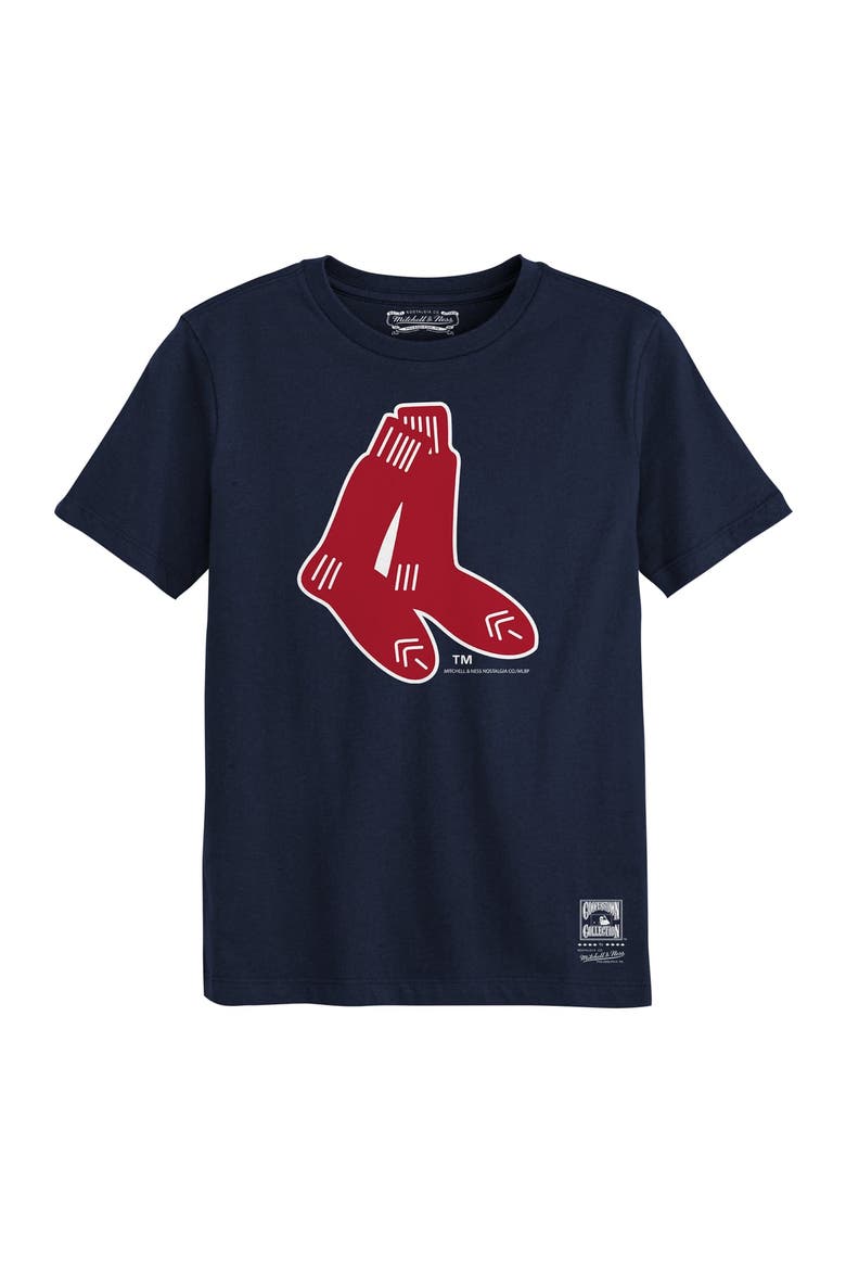 Preschool Mitchell & Ness  Navy Boston Red Sox Retro Logo T-Shirt, Main, color, Navy