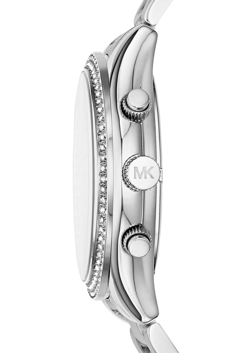 Michael Kors 'Slim Runway' Crystal Bezel Chronograph Bracelet Watch, 42mm (Nordstrom Exclusive), Alternate, color, SILVER