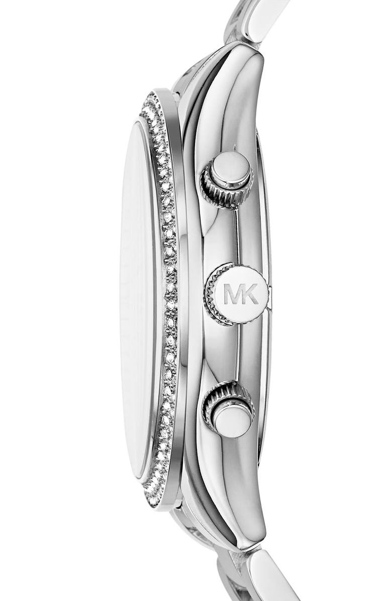 MICHAEL Michael Kors Michael Kors 'Slim Runway' Crystal Bezel Chronograph Bracelet Watch, 42mm, Alternate, color, 