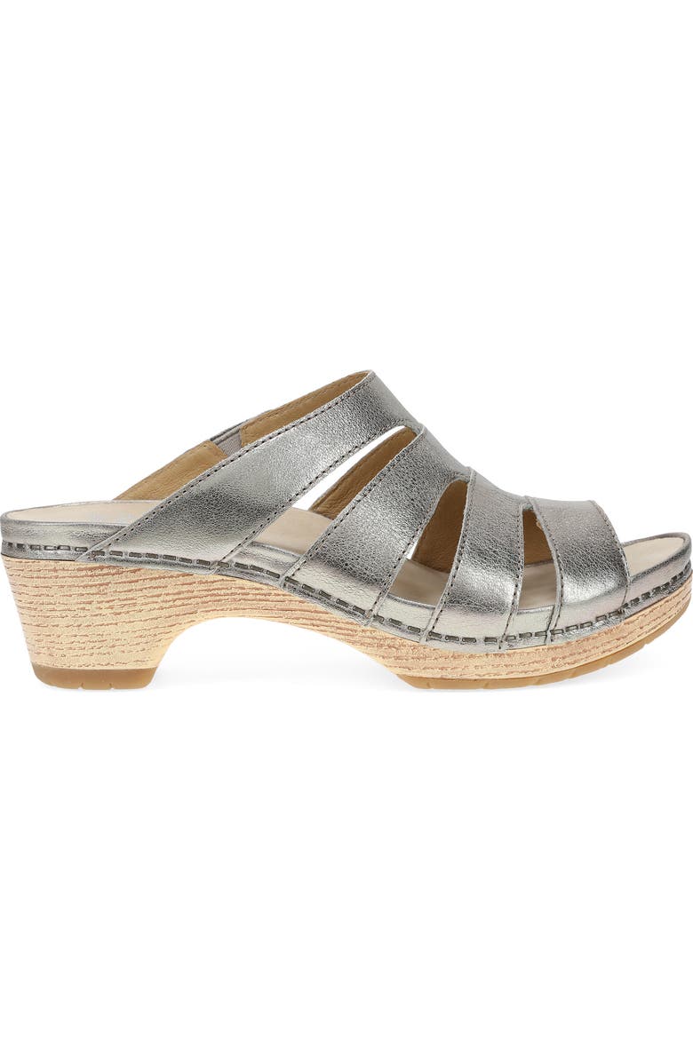 Dansko Lyndi Platform Slide Sandal, Alternate, color, Platino Metallic