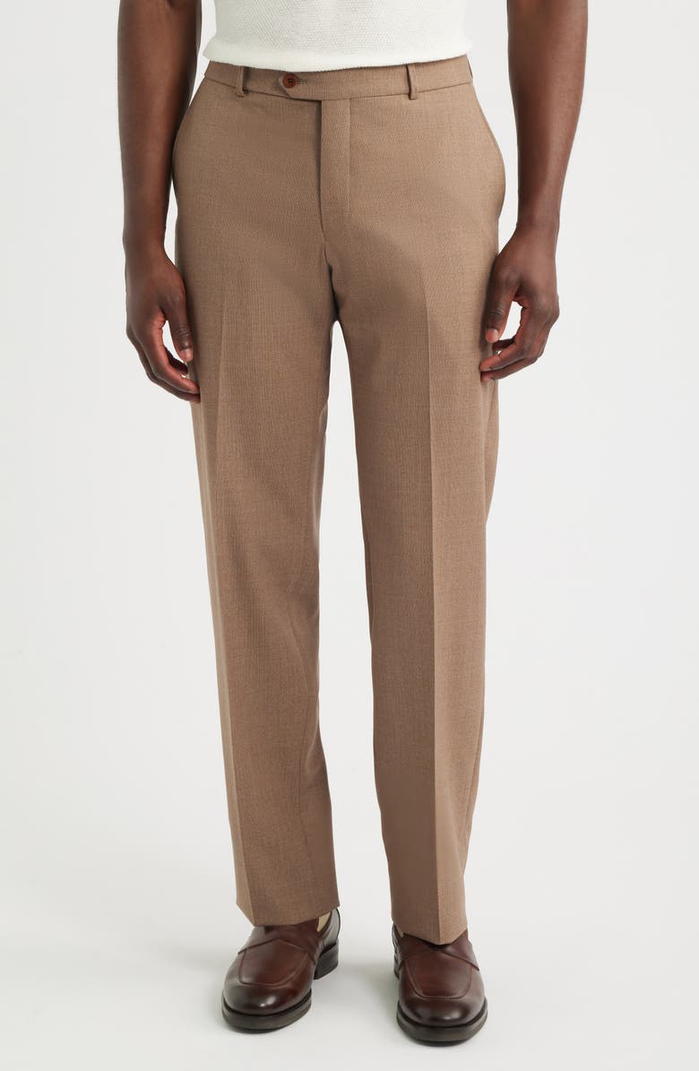 Berle Lightweight Flat Front Mesh Weave Wool Dress Pants, Main, color,