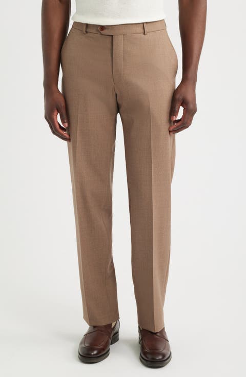 Lightweight Flat Front Mesh Weave Wool Dress Pants