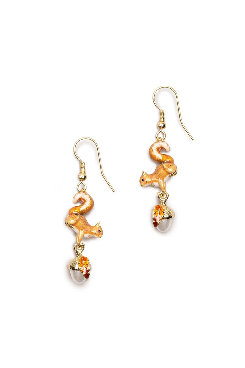 Squirrel & Acorn Drop Earrings, Main, color, Squirrel & Acorn