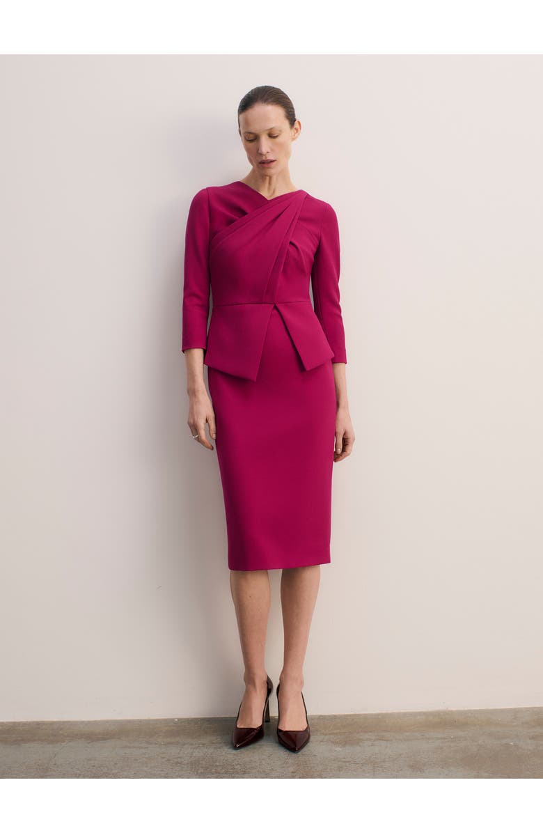 The Fold Alina Peplum Midi Dress, Main, color, Pink