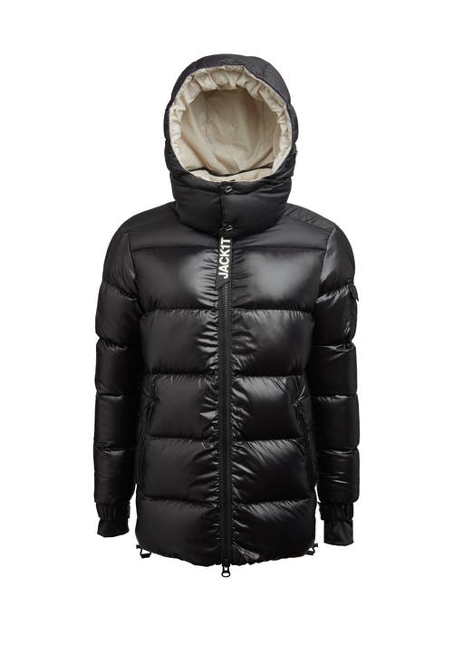 Jack1t High Collar Down Puffer Jacket In Black/stone