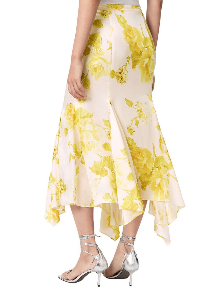Kathy Satin Floral Midi Skirt, Alternate, color, FLEURZ YELLOW