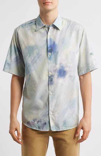 NN07 Freddy 5654 Watercolor Print Organic Cotton Blend Button-Up Shirt