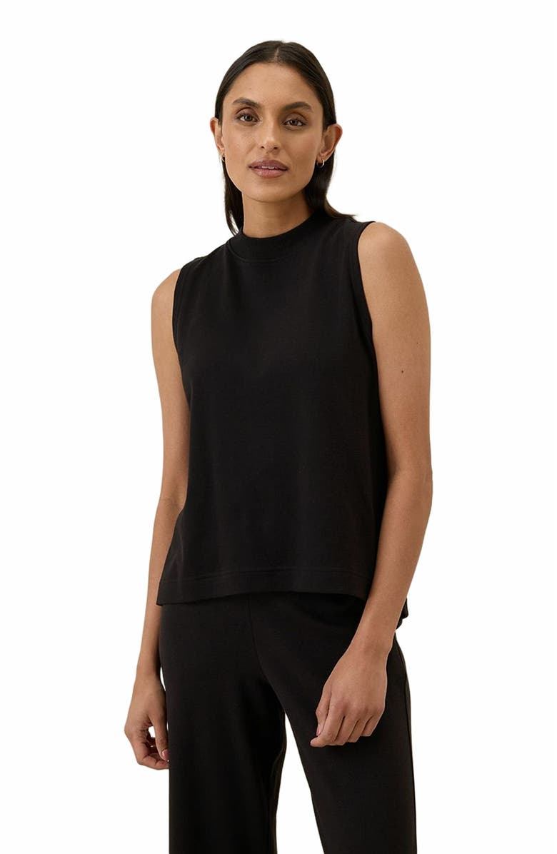 Pact Organic Cotton Airplane Mock Neck Shell, Main, color, Black