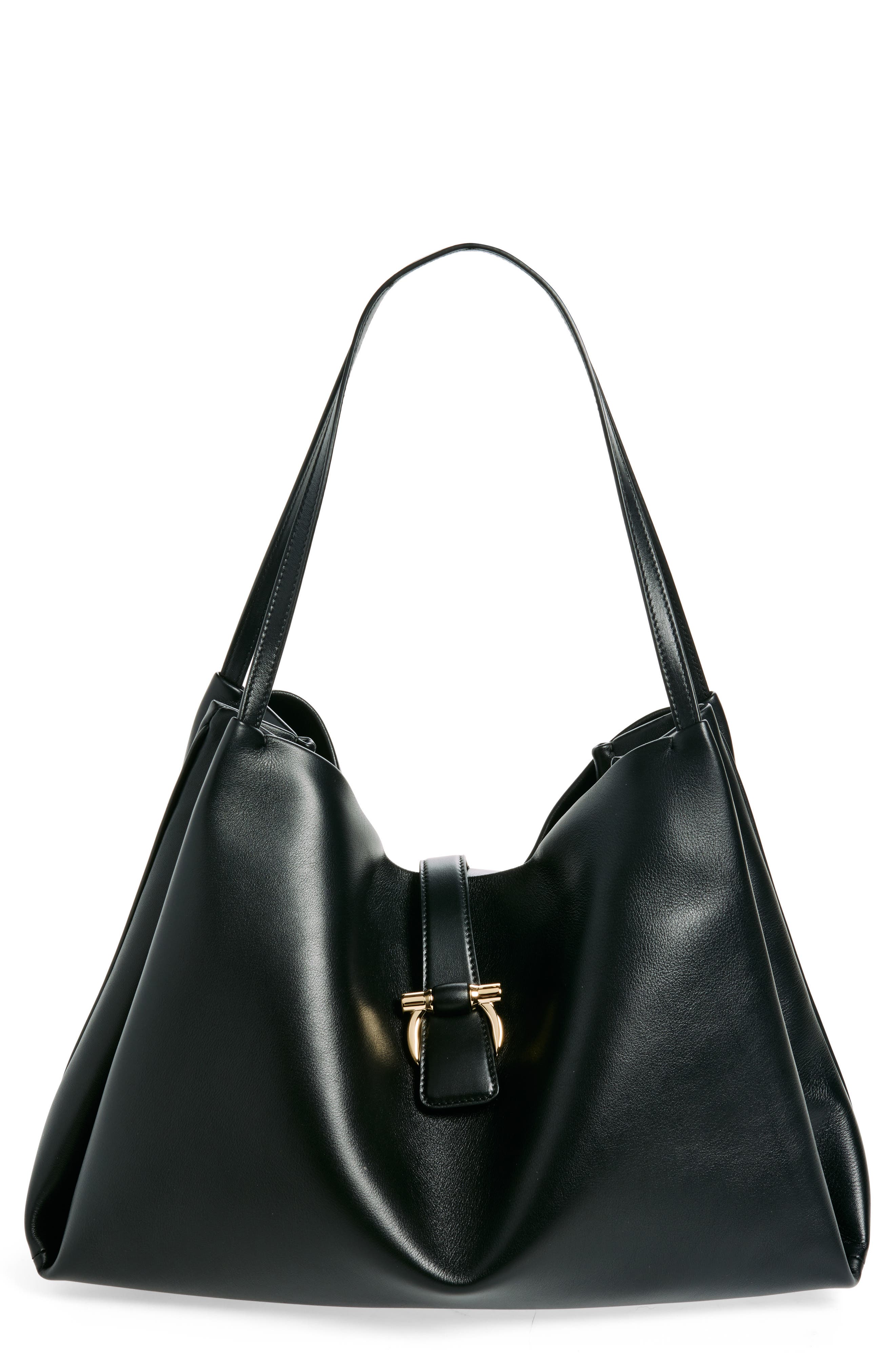 FERRAGAMO Medium Lily Tote, Main, color, Nero