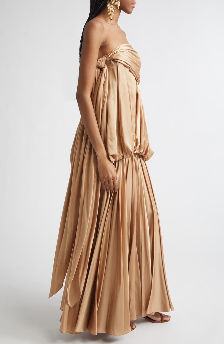 Zimmermann Kindred Spirit Alchemy Billow Strapless Silk Satin Chiffon Maxi Dress, Alternate, color, Champagne