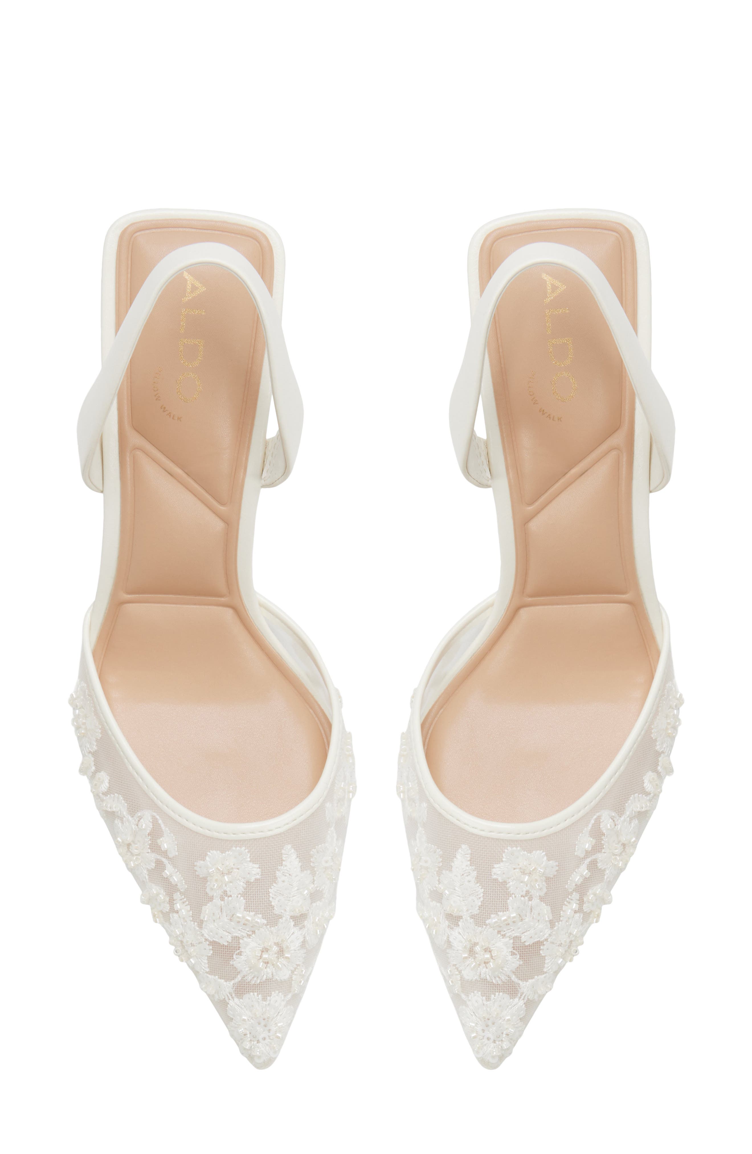 ALDO Brusanti Pointed Toe Slingback Pump, Alternate, color, White Mesh