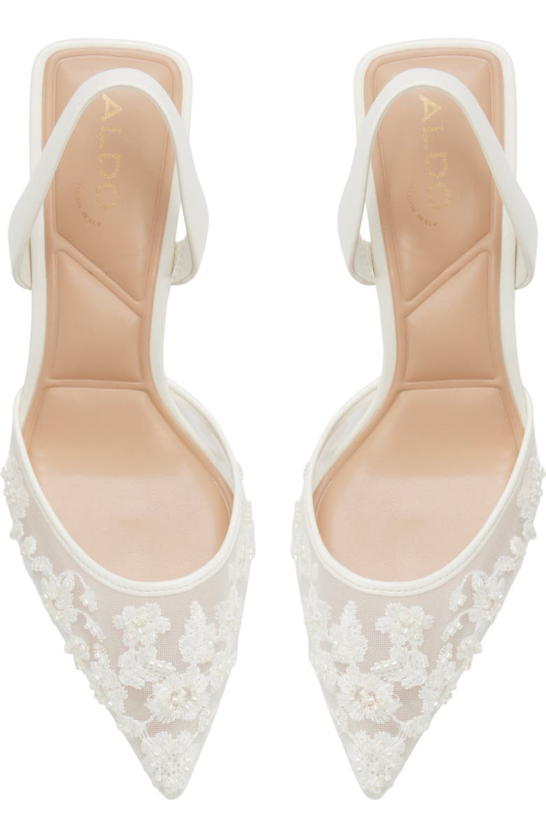 ALDO Brusanti Pointed Toe Slingback Pump, Alternate, color, White Mesh