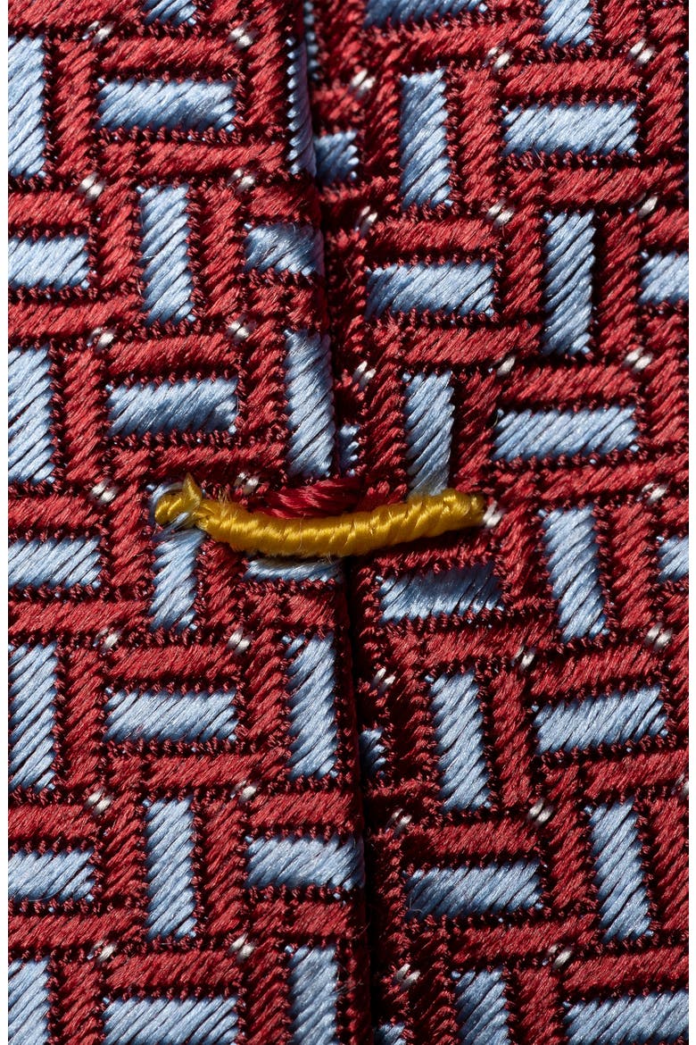 Geometric Silk Tie, Alternate, color, MEDIUM RED