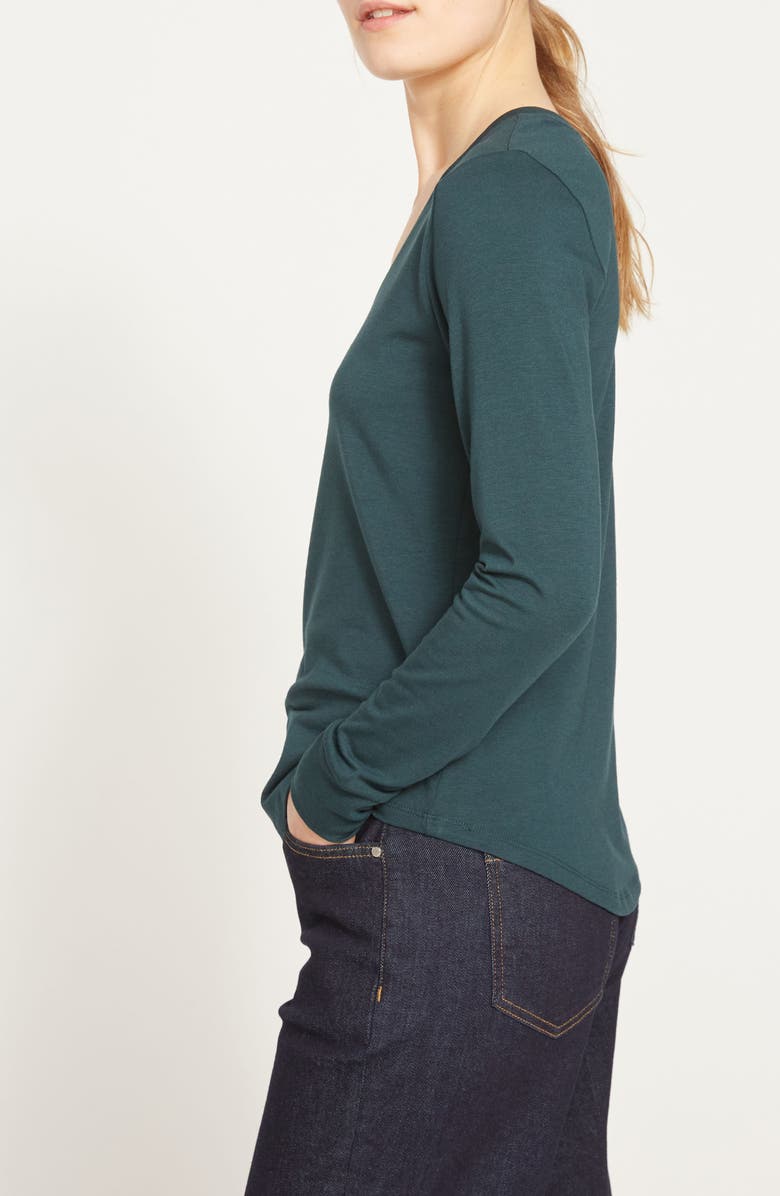 Universal Standard Long Sleeve V-Rex Tee, Alternate, color, Deep Sea
