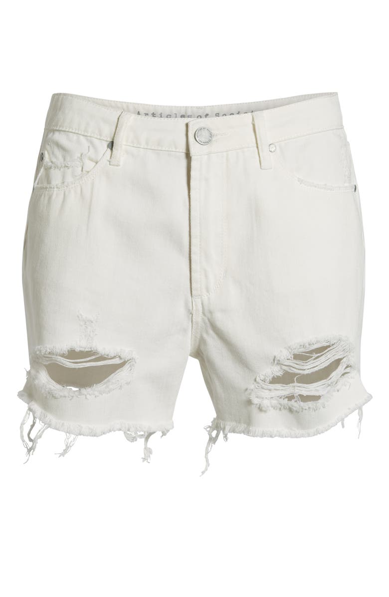 Articles of Society Meredith Ripped High Waist Denim Shorts, Alternate, color,