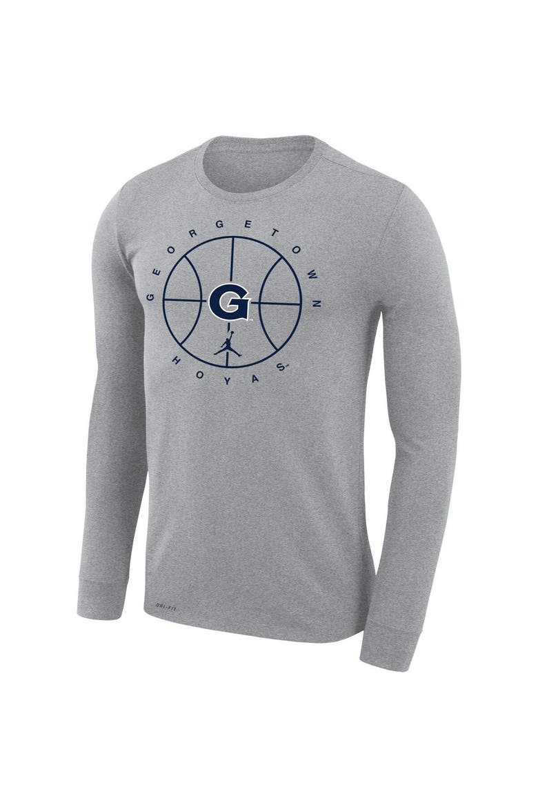 Men's Jordan Brand Heathered Gray Georgetown Hoyas Basketball Icon Legend Performance Long Sleeve T-Shirt, Alternate, color, Heather Gray