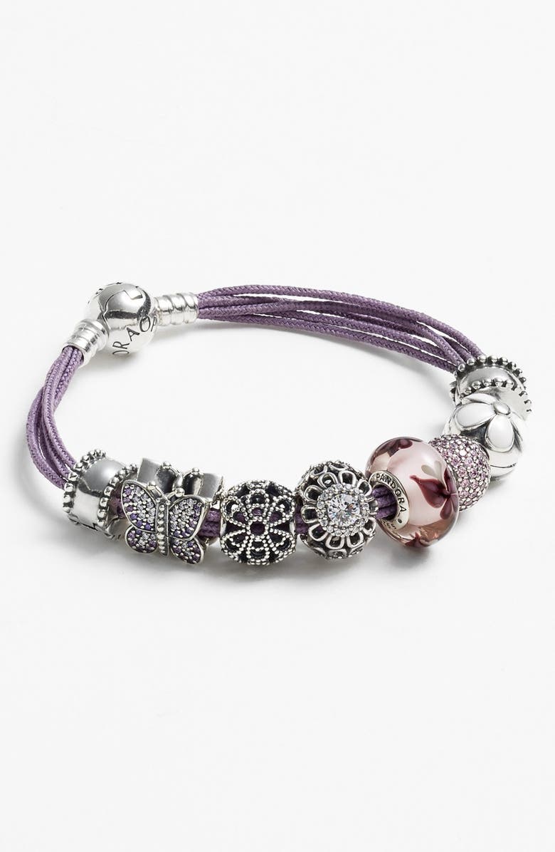 PANDORA 'Pink Butterfly' Murano Glass Bead Charm, Alternate, color, 